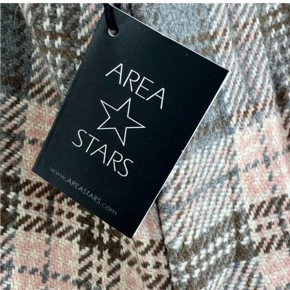 Area Stars Plaid Flare Leg Pants With Belt Loops in Gray/Pink Size L - Picture 6 of 7